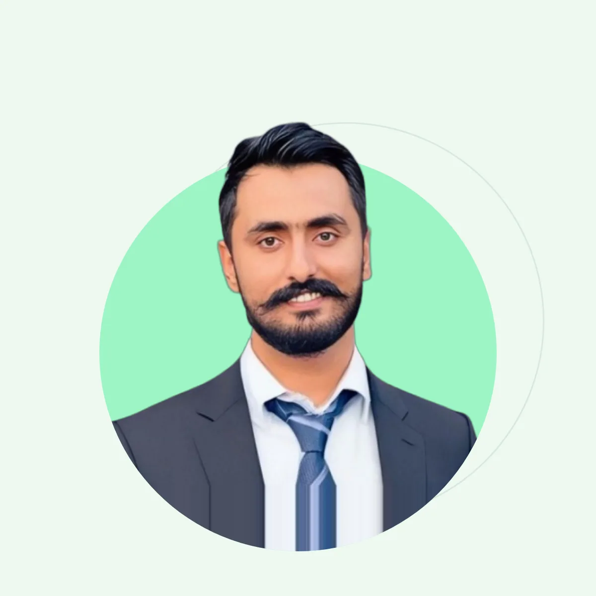 Mahr Mudasser, Averolt lead engineer, in a dark suit and tie